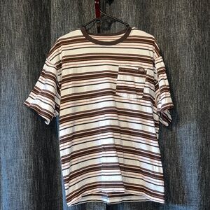 Dickies Short-Sleeve Striped Pocket Tee in Brown and Cream
